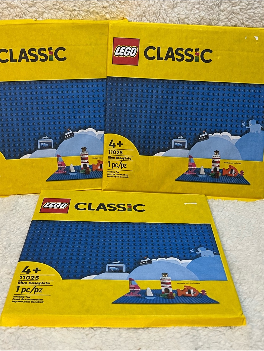 Lego Classic blue baseplate. 3 pack